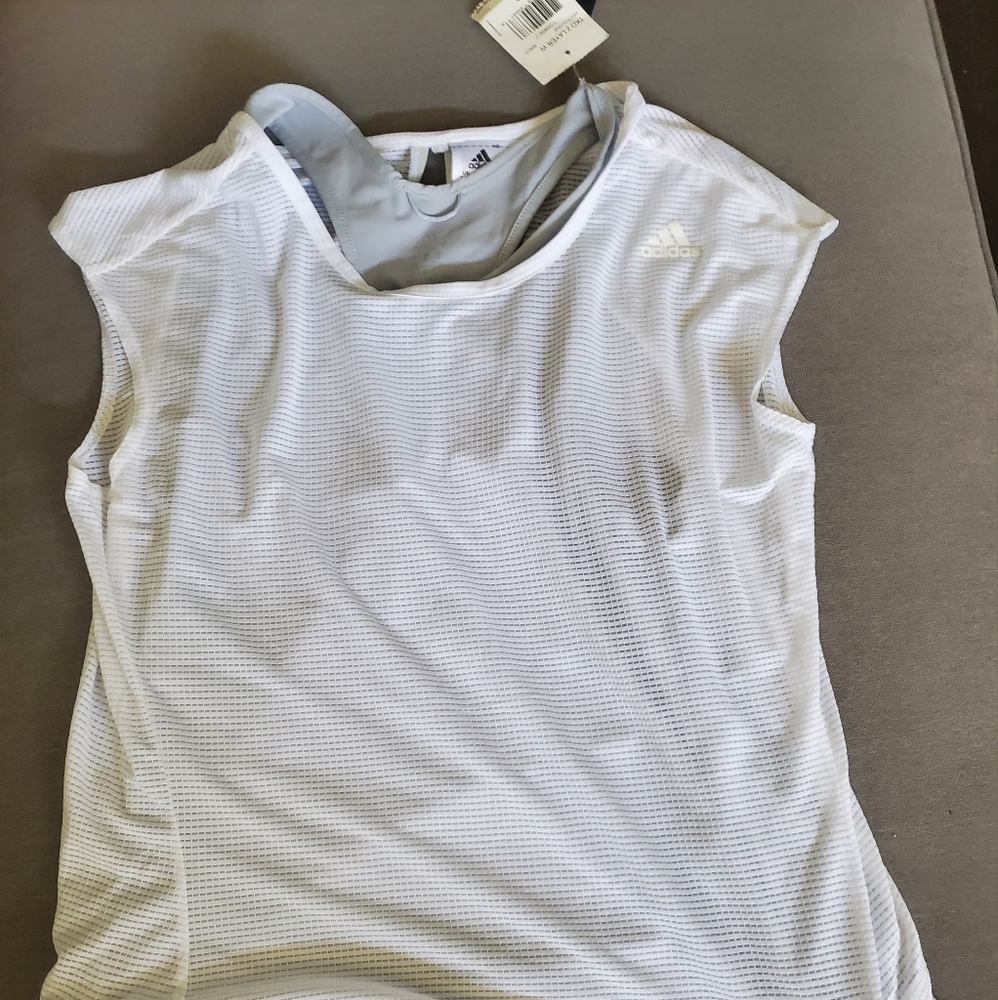 Adidas Supernova TKO 2 Layer Running Top White Gray S NWT B28277
